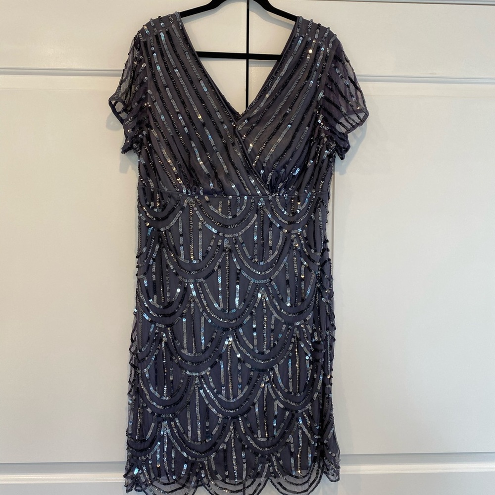 Marina sequence v neck blue dress